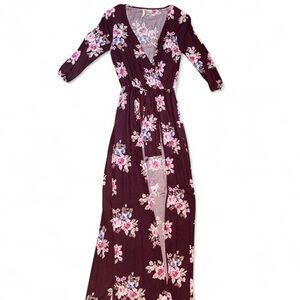 Floral Romper/  Dress - Burgundy